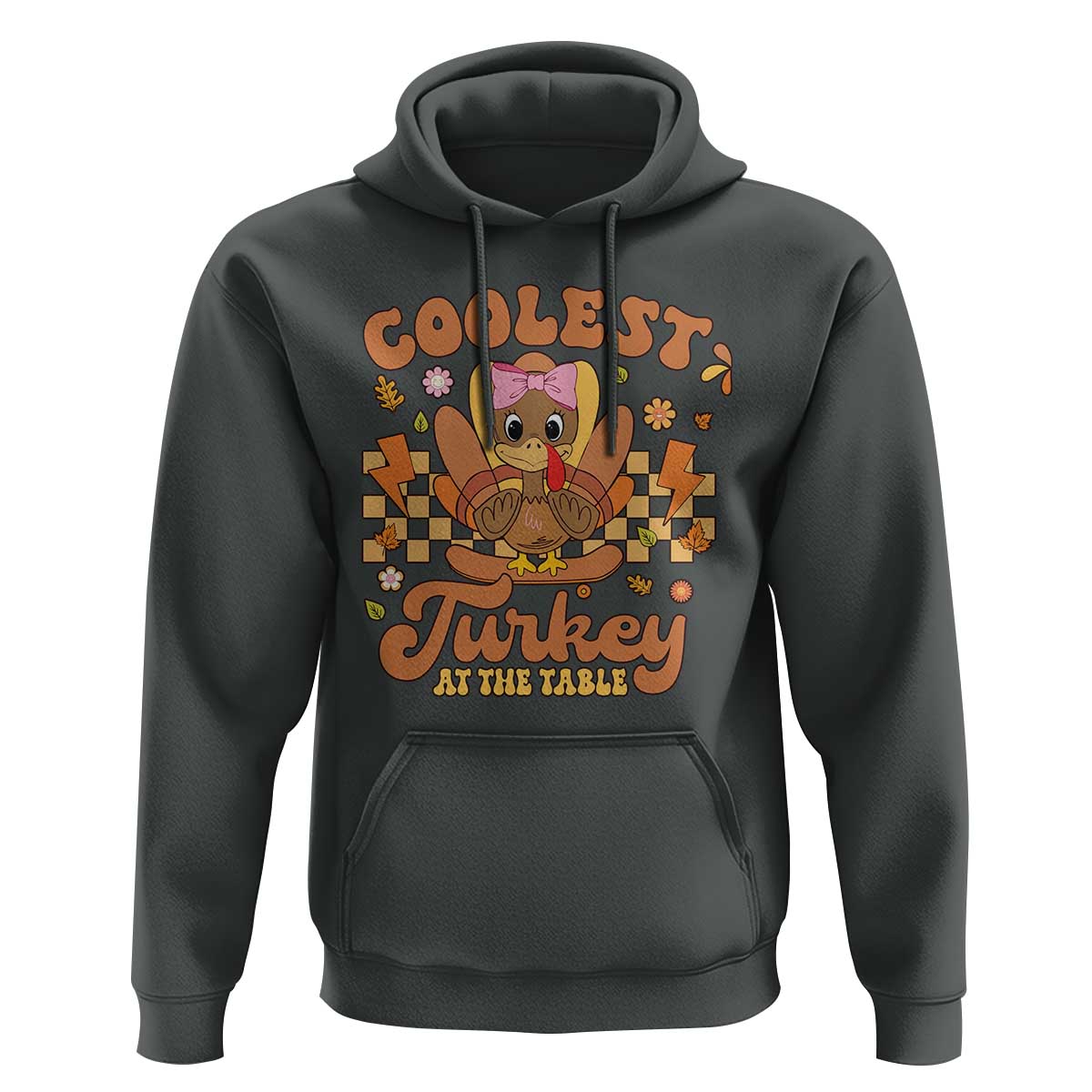 Thanksgiving Kids Hoodie Coolest Turkey At The Table Girls Toddler Youth