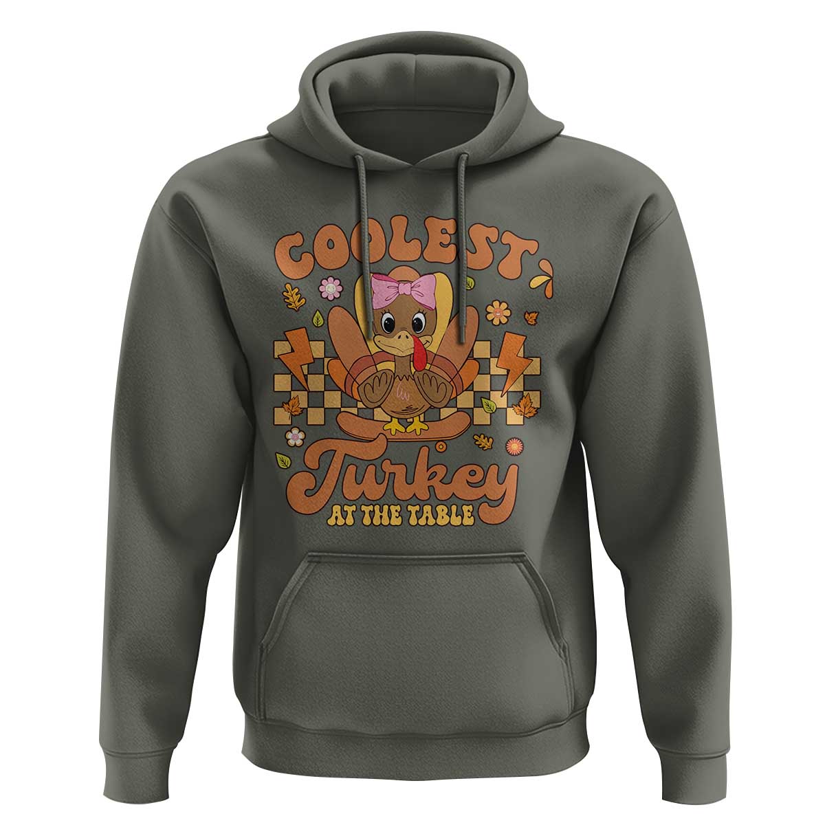 Thanksgiving Kids Hoodie Coolest Turkey At The Table Girls Toddler Youth