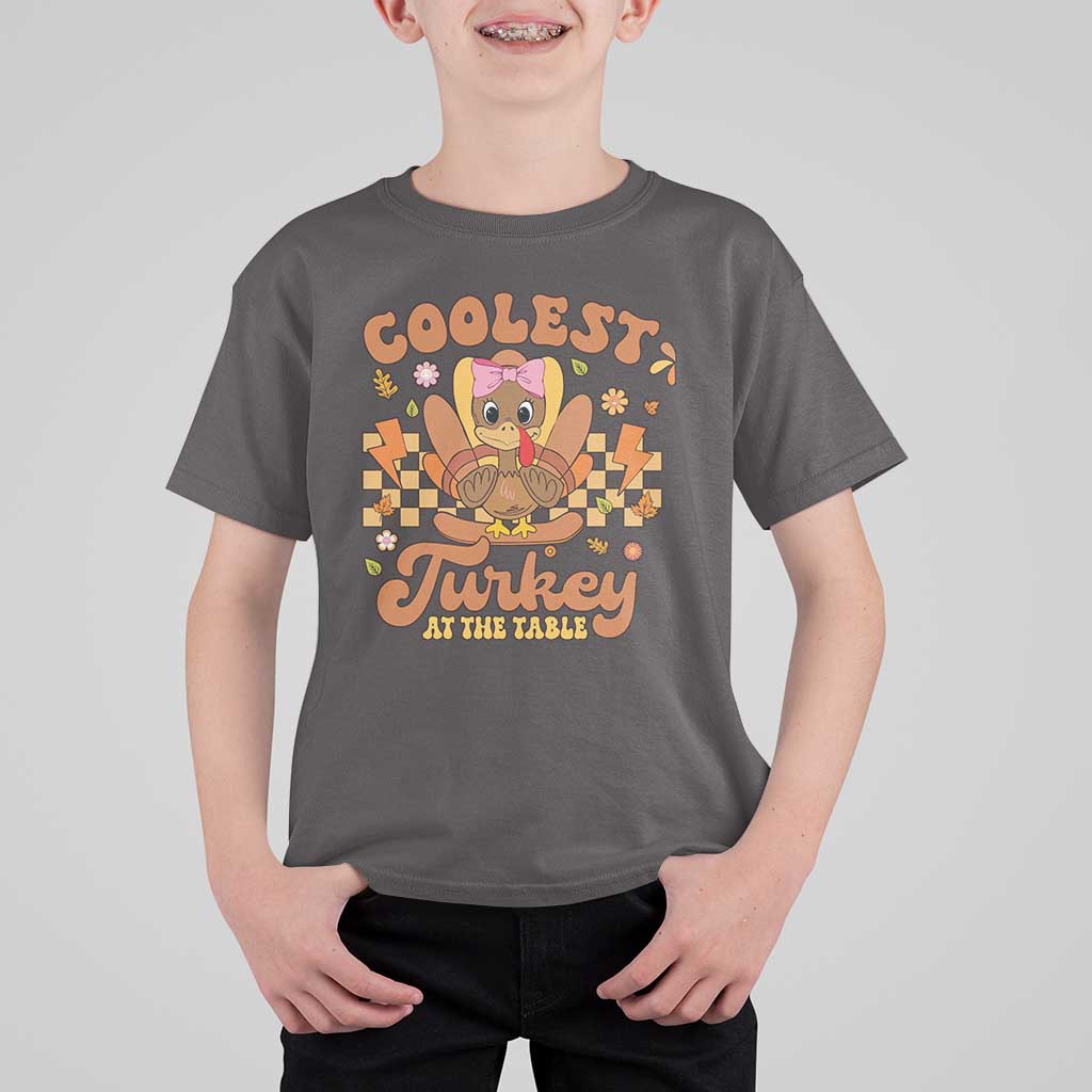 Thanksgiving Kids T Shirt For Kid Coolest Turkey At The Table Girls Toddler Youth - Wonder Print Shop