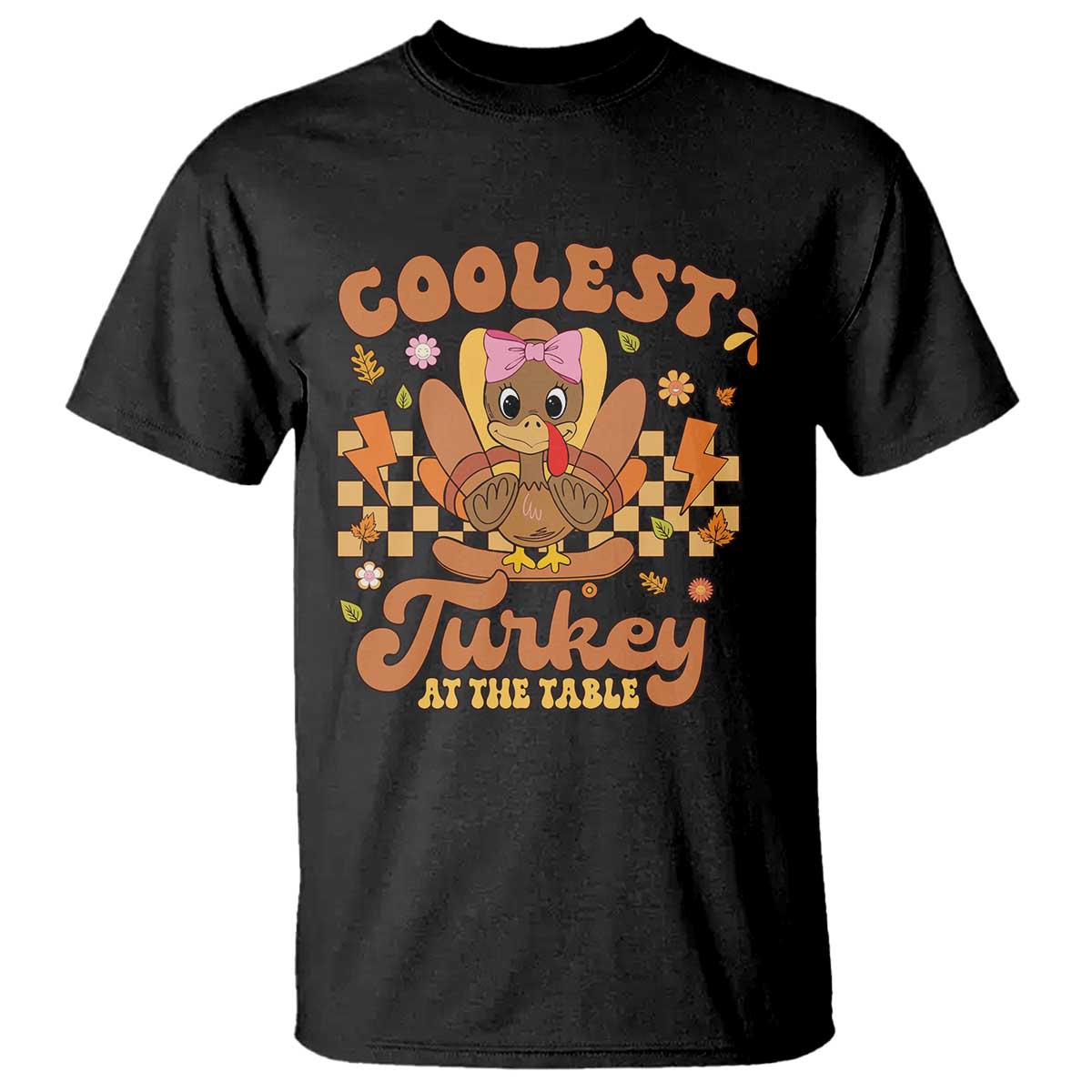 Thanksgiving Kids T Shirt Coolest Turkey At The Table Girls Toddler Youth - Wonder Print Shop