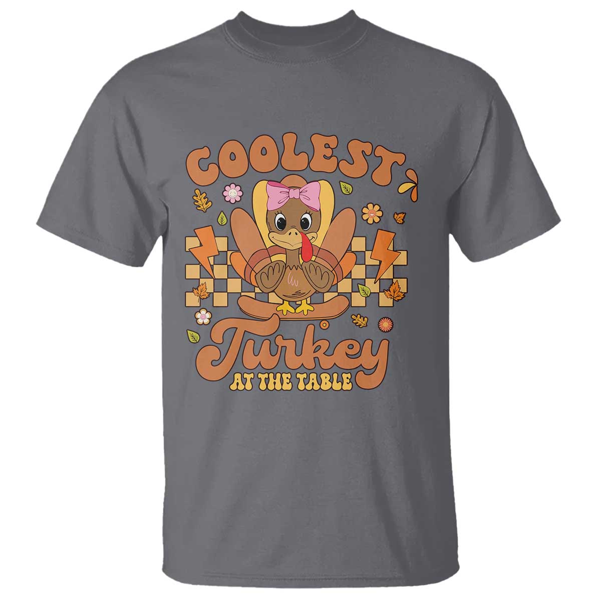 Thanksgiving Kids T Shirt Coolest Turkey At The Table Girls Toddler Youth - Wonder Print Shop