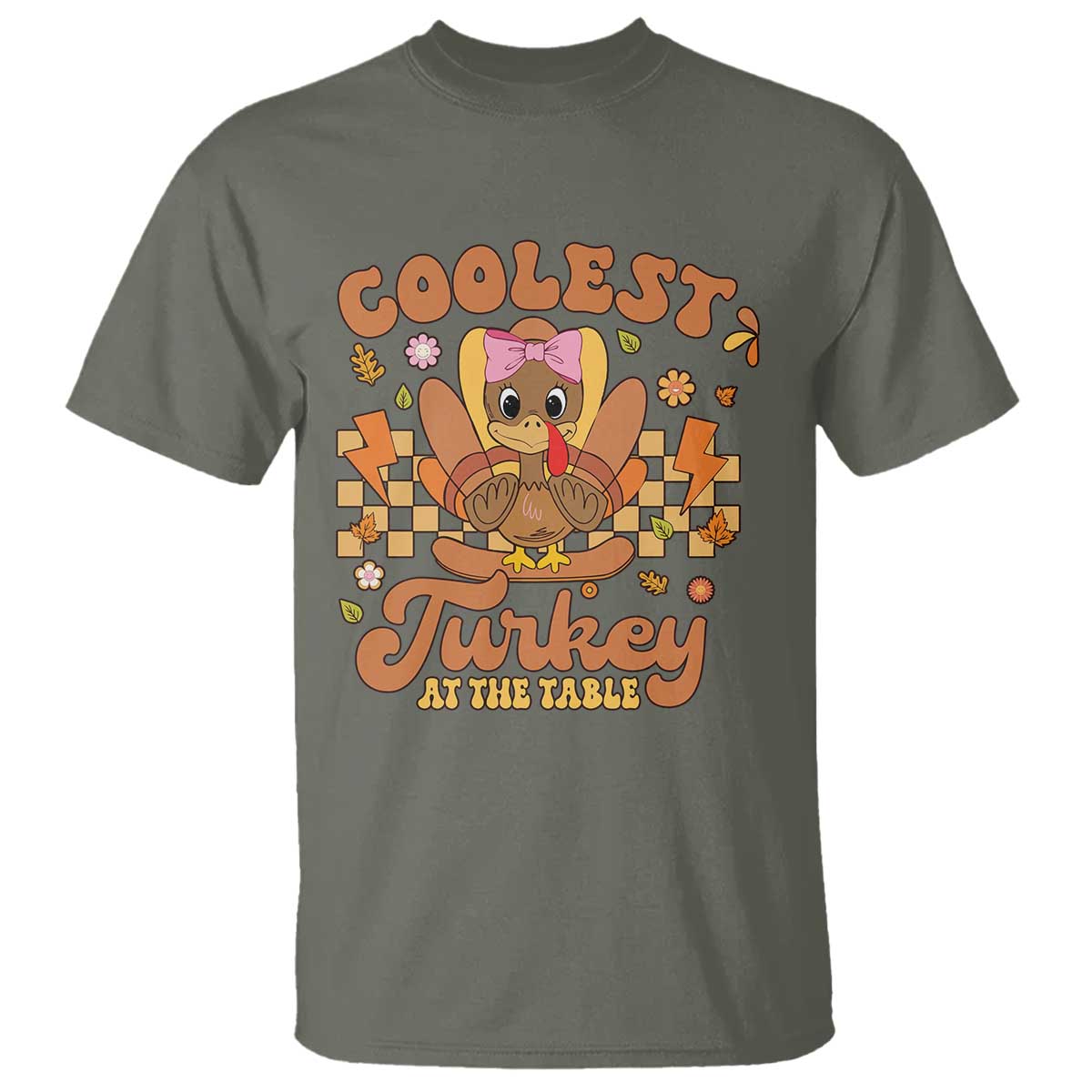 Thanksgiving Kids T Shirt Coolest Turkey At The Table Girls Toddler Youth - Wonder Print Shop