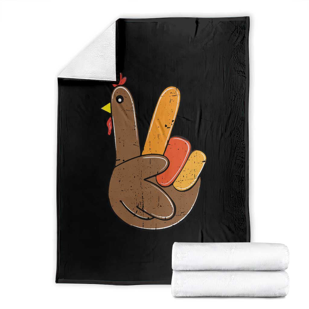 Thanksgiving Throw Blanket Peace Sign Turkey Hand Cool Thanksgiving Hippie - Wonder Print Shop