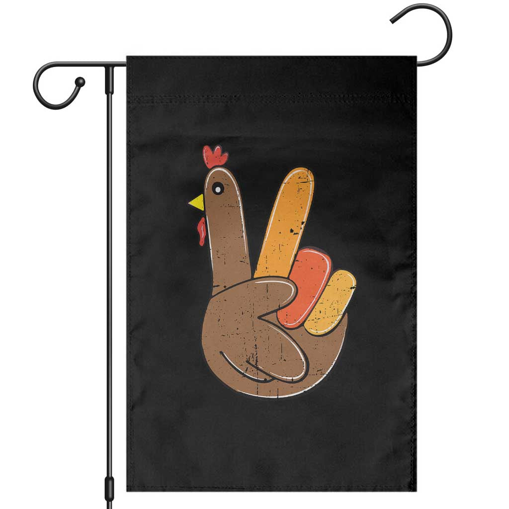 Thanksgiving Garden Flag Peace Sign Turkey Hand Cool Thanksgiving Hippie - Wonder Print Shop