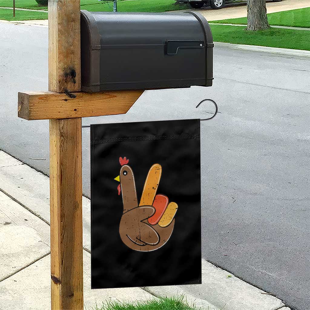 Thanksgiving Garden Flag Peace Sign Turkey Hand Cool Thanksgiving Hippie - Wonder Print Shop