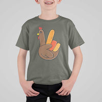Thanksgiving T Shirt For Kid Peace Sign Turkey Hand Cool Thanksgiving Hippie - Wonder Print Shop