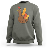 Thanksgiving Sweatshirt Peace Sign Turkey Hand Cool Thanksgiving Hippie - Wonder Print Shop