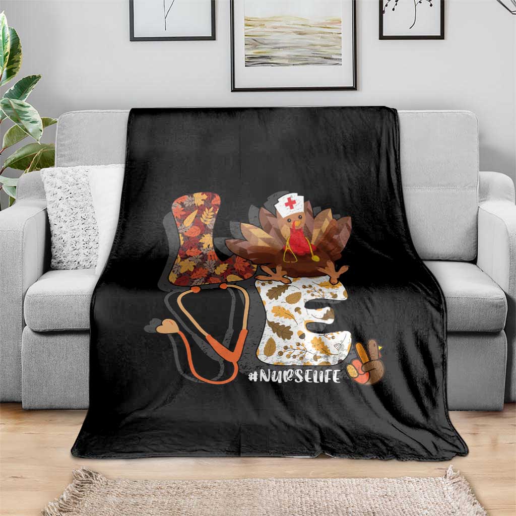 Thanksgiving Nurse Life Throw Blanket Love Turkey Fall - Wonder Print Shop