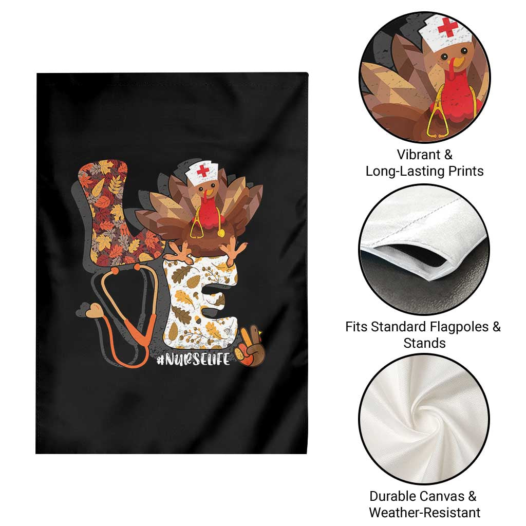 Thanksgiving Nurse Life Garden Flag Love Turkey Fall - Wonder Print Shop
