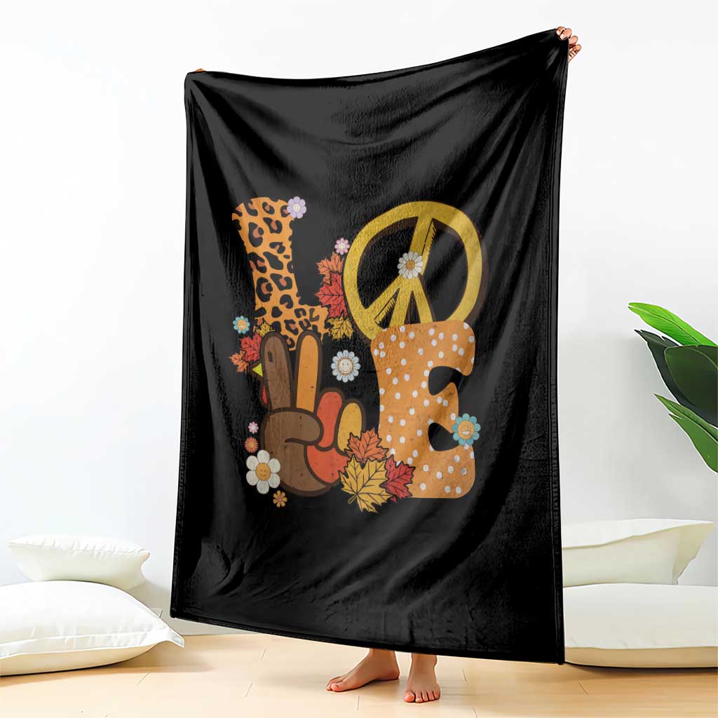 Thanksgiving Throw Blanket Peace Sign Love Turkey Hand - Wonder Print Shop