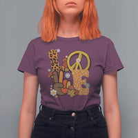 Thanksgiving T Shirt For Women Peace Sign Love Turkey Hand - Wonder Print Shop
