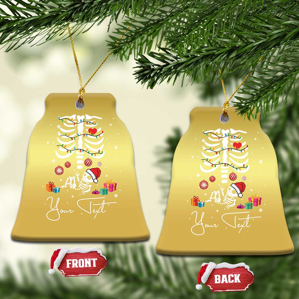 Personalized Pregnancy Announcement Christmas Ornament Custom Name Maternity Christmas Skeleton Baby Monster Mom To Be Tee - Wonder Print Shop