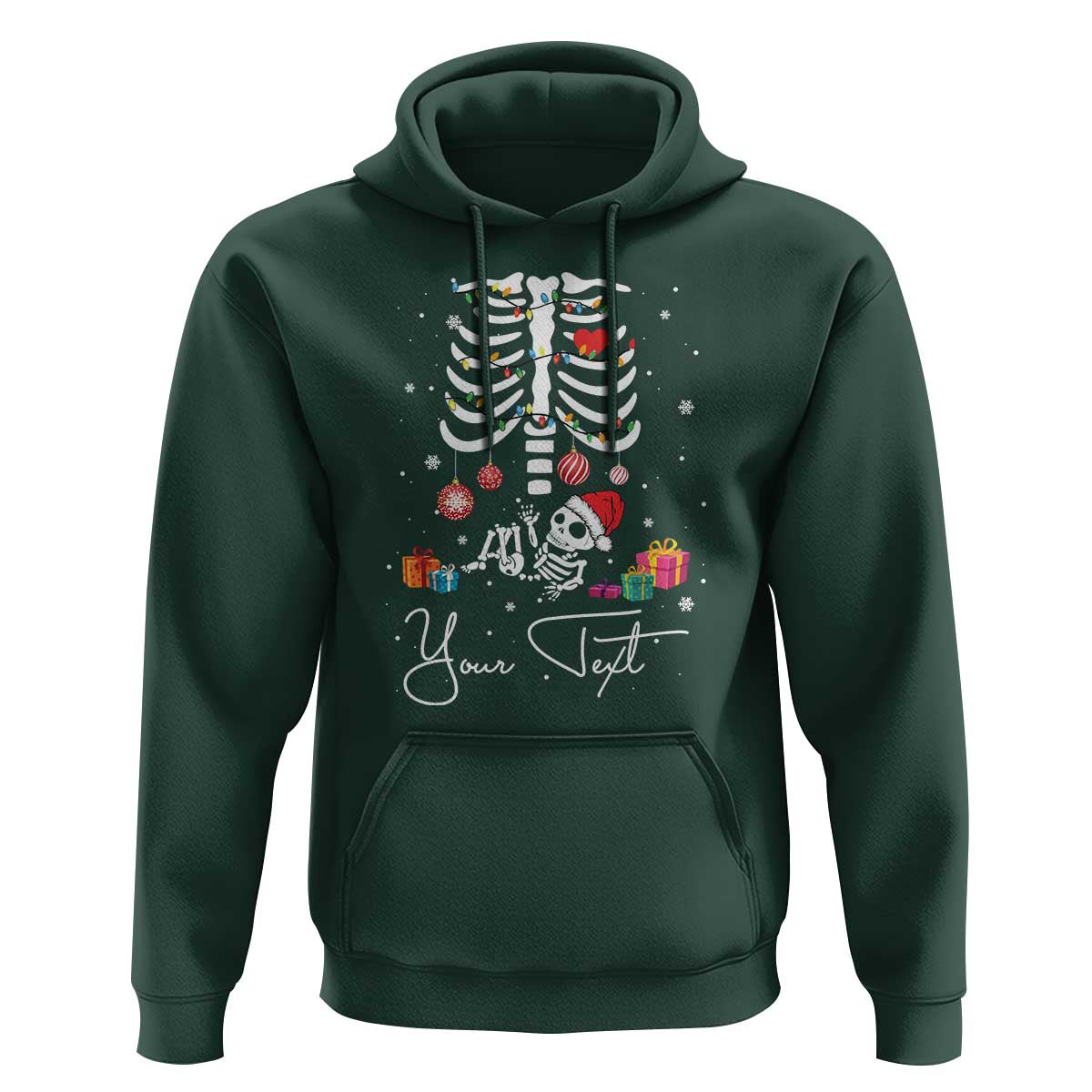 Personalized Pregnancy Announcement Hoodie Custom Name Maternity Christmas Skeleton Baby Monster Mom To Be Tee