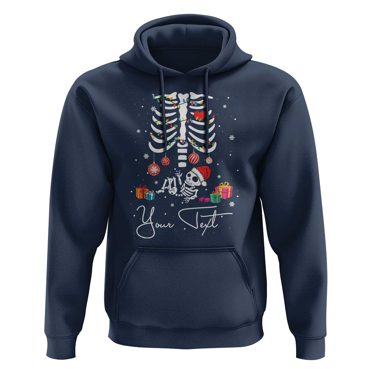 Personalized Pregnancy Announcement Hoodie Custom Name Maternity Christmas Skeleton Baby Monster Mom To Be Tee