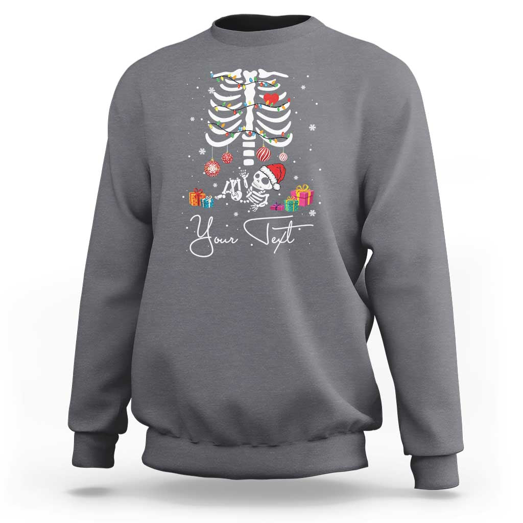 Personalized Pregnancy Announcement Sweatshirt Custom Name Maternity Christmas Skeleton Baby Monster Mom To Be Tee - Wonder Print Shop