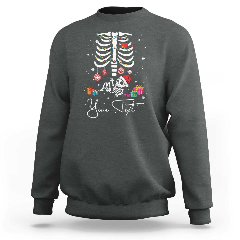 Personalized Pregnancy Announcement Sweatshirt Custom Name Maternity Christmas Skeleton Baby Monster Mom To Be Tee - Wonder Print Shop