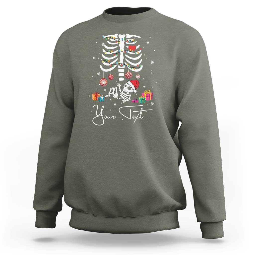 Personalized Pregnancy Announcement Sweatshirt Custom Name Maternity Christmas Skeleton Baby Monster Mom To Be Tee - Wonder Print Shop