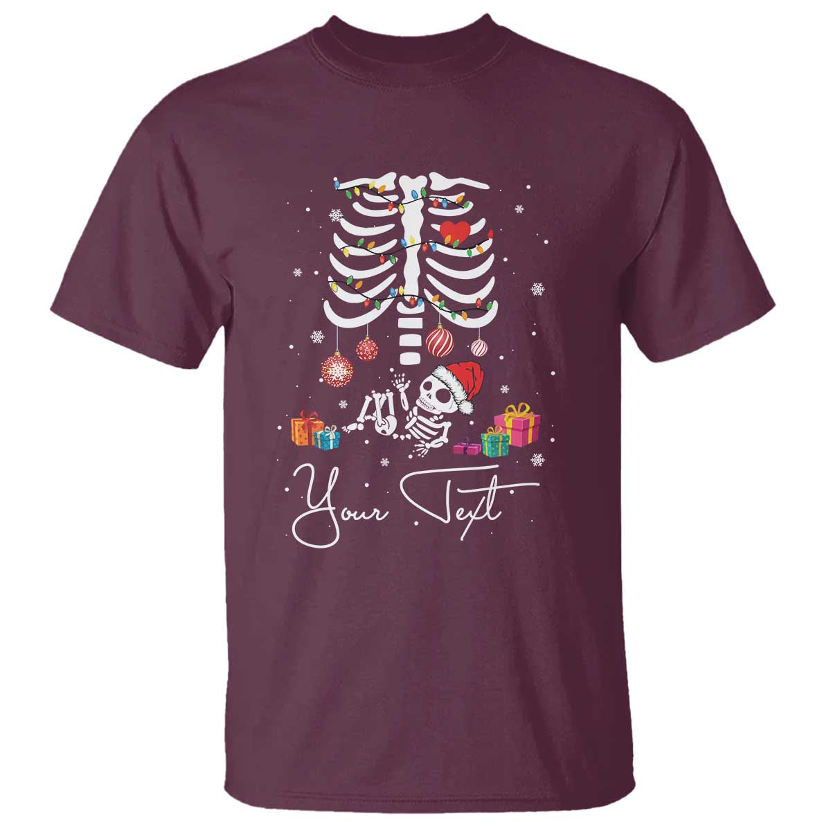 Personalized Pregnancy Announcement T Shirt Custom Name Maternity Christmas Skeleton Baby Monster Mom To Be Tee - Wonder Print Shop