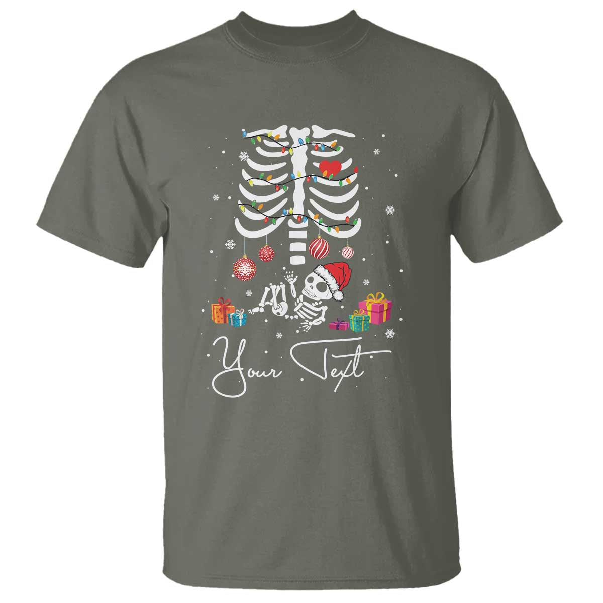 Personalized Pregnancy Announcement T Shirt Custom Name Maternity Christmas Skeleton Baby Monster Mom To Be Tee - Wonder Print Shop