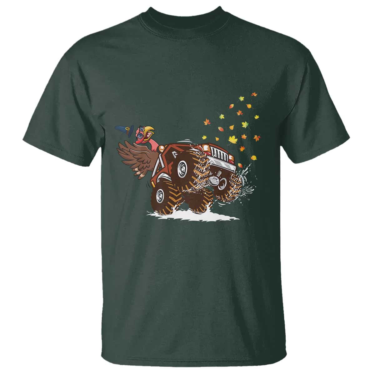 Thanksgiving Turkey T Shirt Riding Monster Truck Boys Kids - Wonder Print Shop