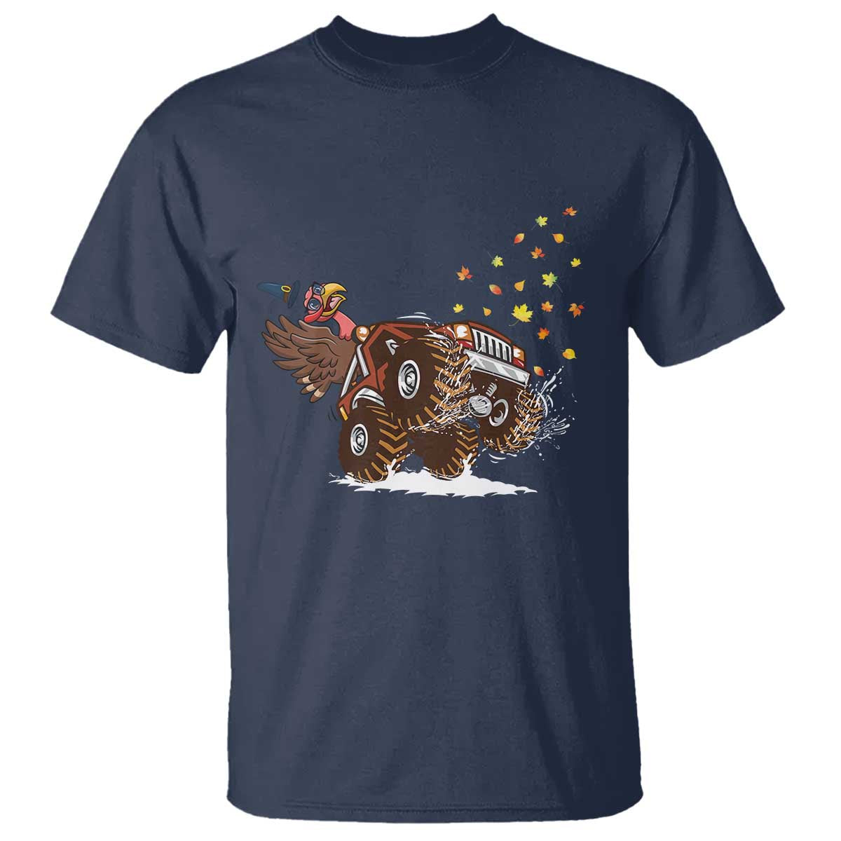 Thanksgiving Turkey T Shirt Riding Monster Truck Boys Kids - Wonder Print Shop