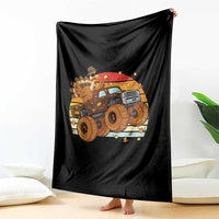 Thanksgiving Turkey Riding Monster Truck Throw Blanket Retro Fall Boy Tee Kids Autumn - Wonder Print Shop