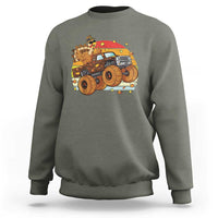 Thanksgiving Turkey Riding Monster Truck Sweatshirt Retro Fall Boy Tee Kids Autumn - Wonder Print Shop