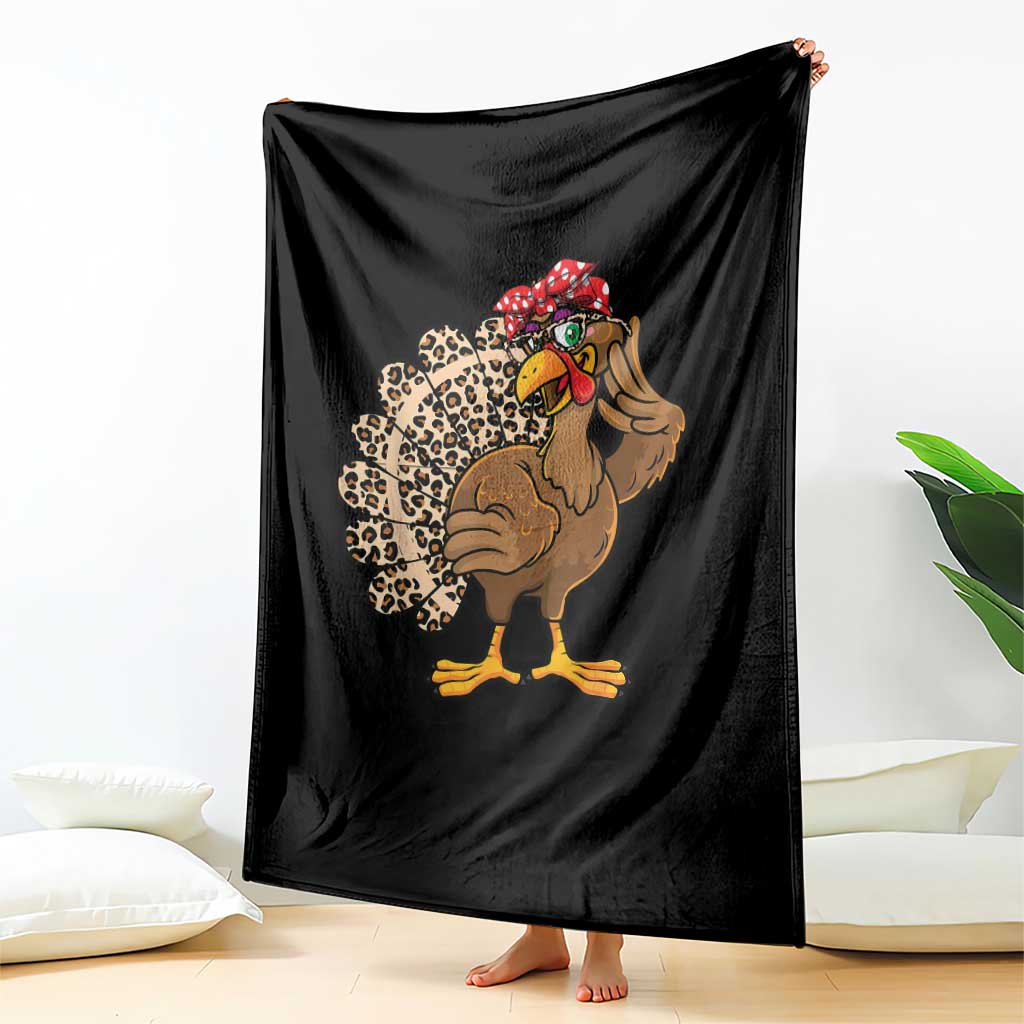 Funny Thanksgiving Throw Blanket Turkey Women Girl Leopard Print Autumn Fall - Wonder Print Shop