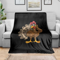 Funny Thanksgiving Throw Blanket Turkey Women Girl Leopard Print Autumn Fall - Wonder Print Shop