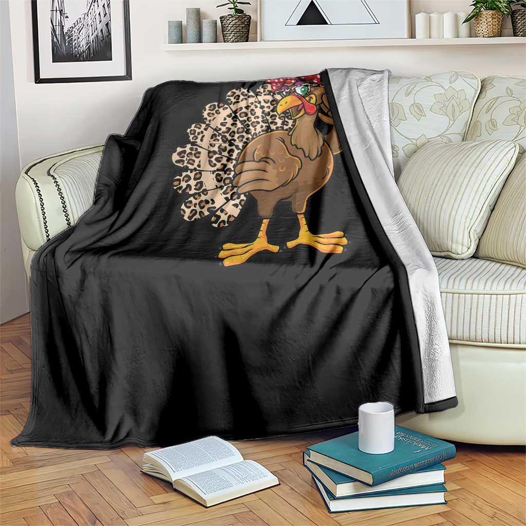Funny Thanksgiving Throw Blanket Turkey Women Girl Leopard Print Autumn Fall - Wonder Print Shop