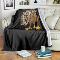 Funny Thanksgiving Throw Blanket Turkey Women Girl Leopard Print Autumn Fall - Wonder Print Shop