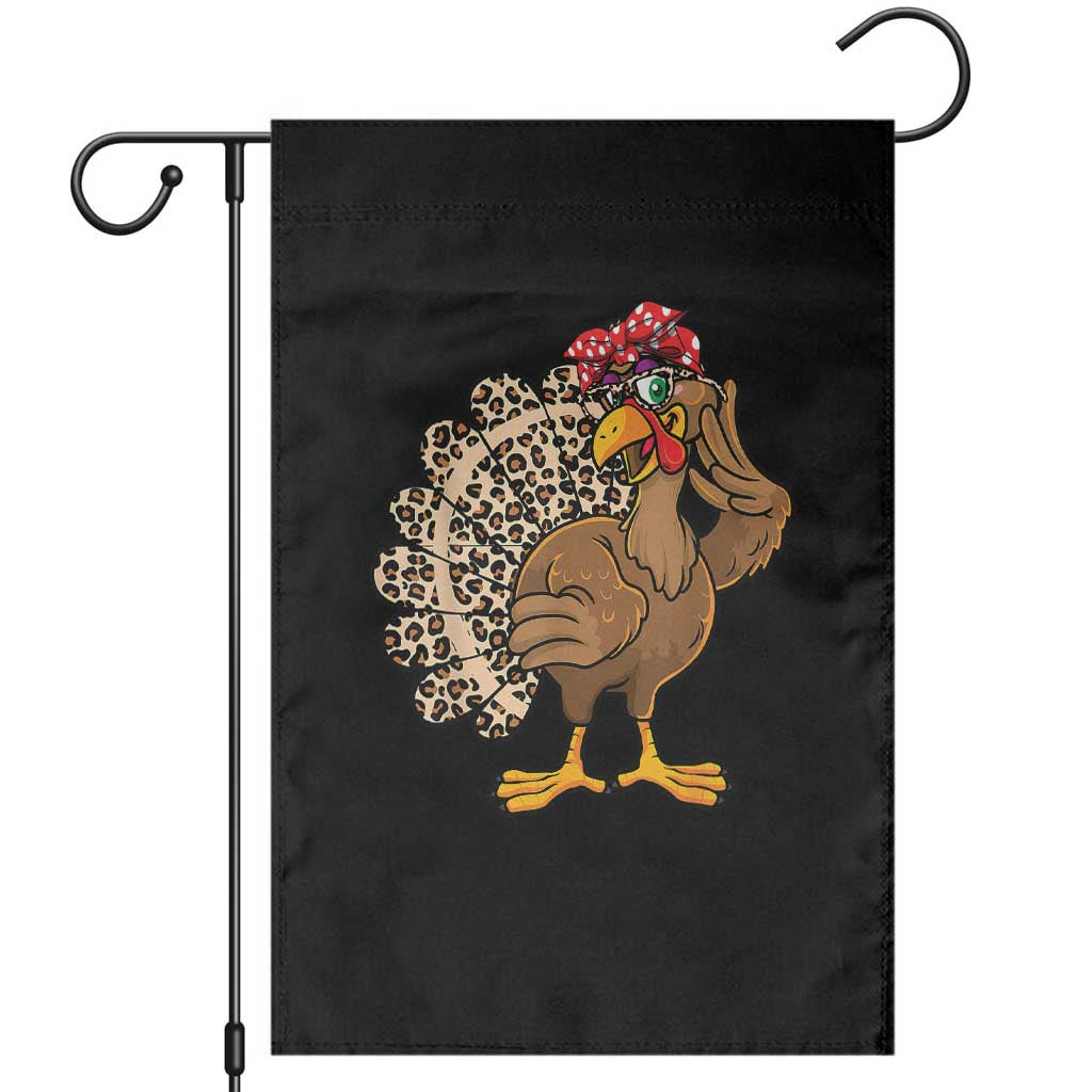 Funny Thanksgiving Garden Flag Turkey Women Girl Leopard Print Autumn Fall - Wonder Print Shop