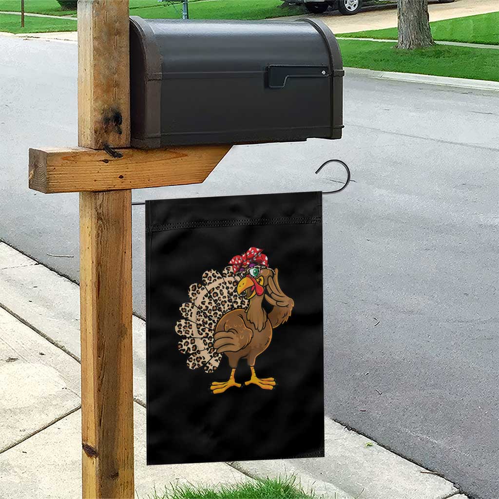 Funny Thanksgiving Garden Flag Turkey Women Girl Leopard Print Autumn Fall - Wonder Print Shop