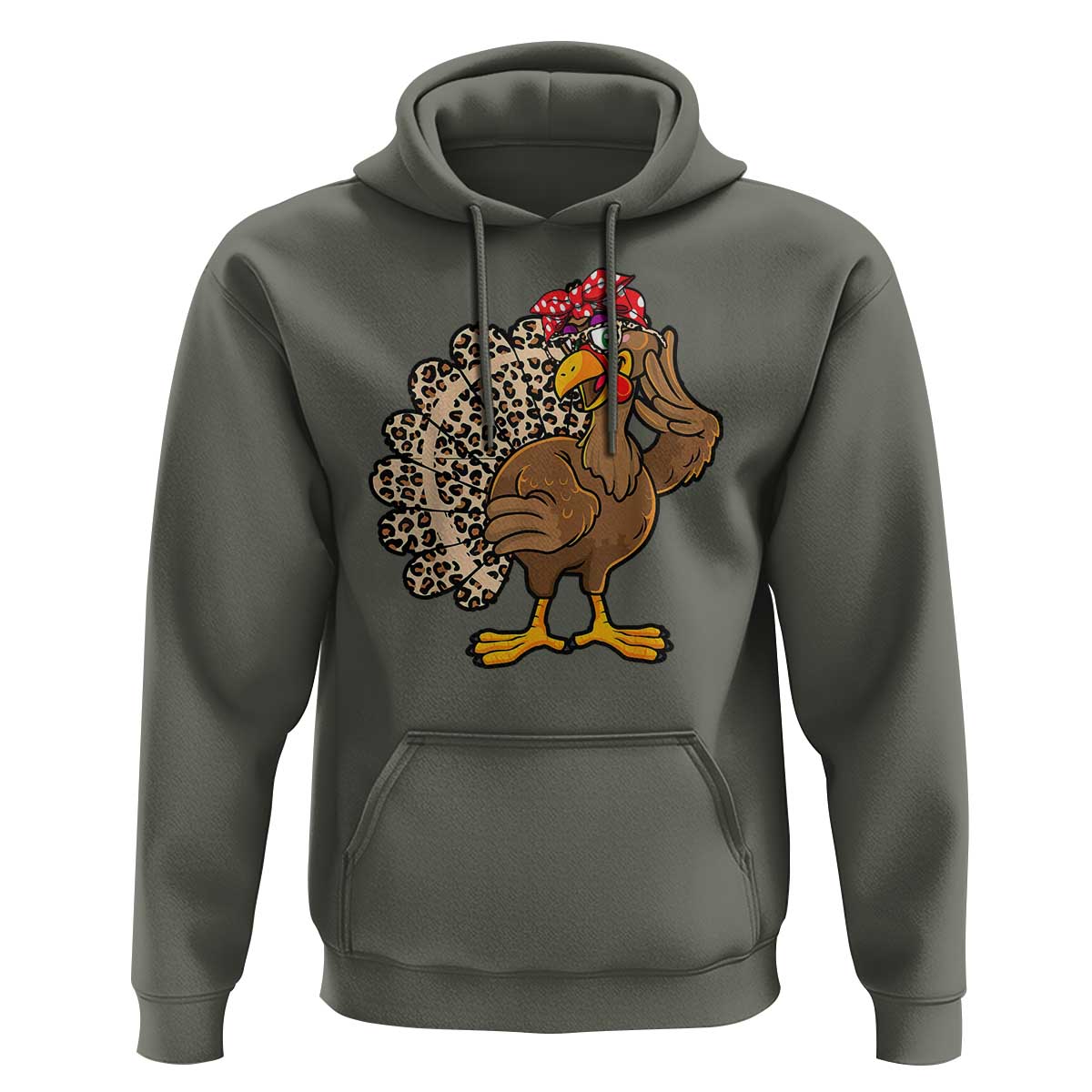 Funny Thanksgiving Hoodie Turkey Women Girl Leopard Print Autumn Fall