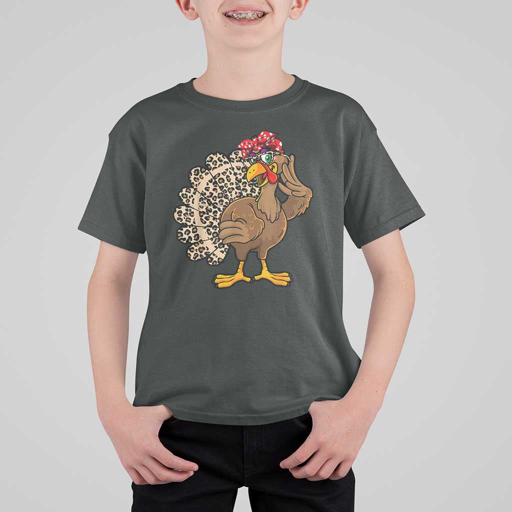 Funny Thanksgiving T Shirt For Kid Turkey Women Girl Leopard Print Autumn Fall - Wonder Print Shop