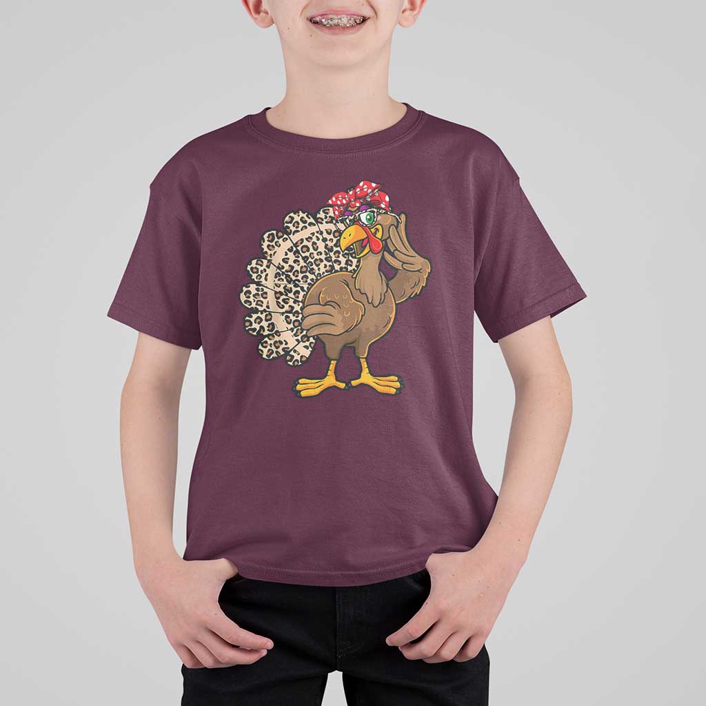 Funny Thanksgiving T Shirt For Kid Turkey Women Girl Leopard Print Autumn Fall - Wonder Print Shop