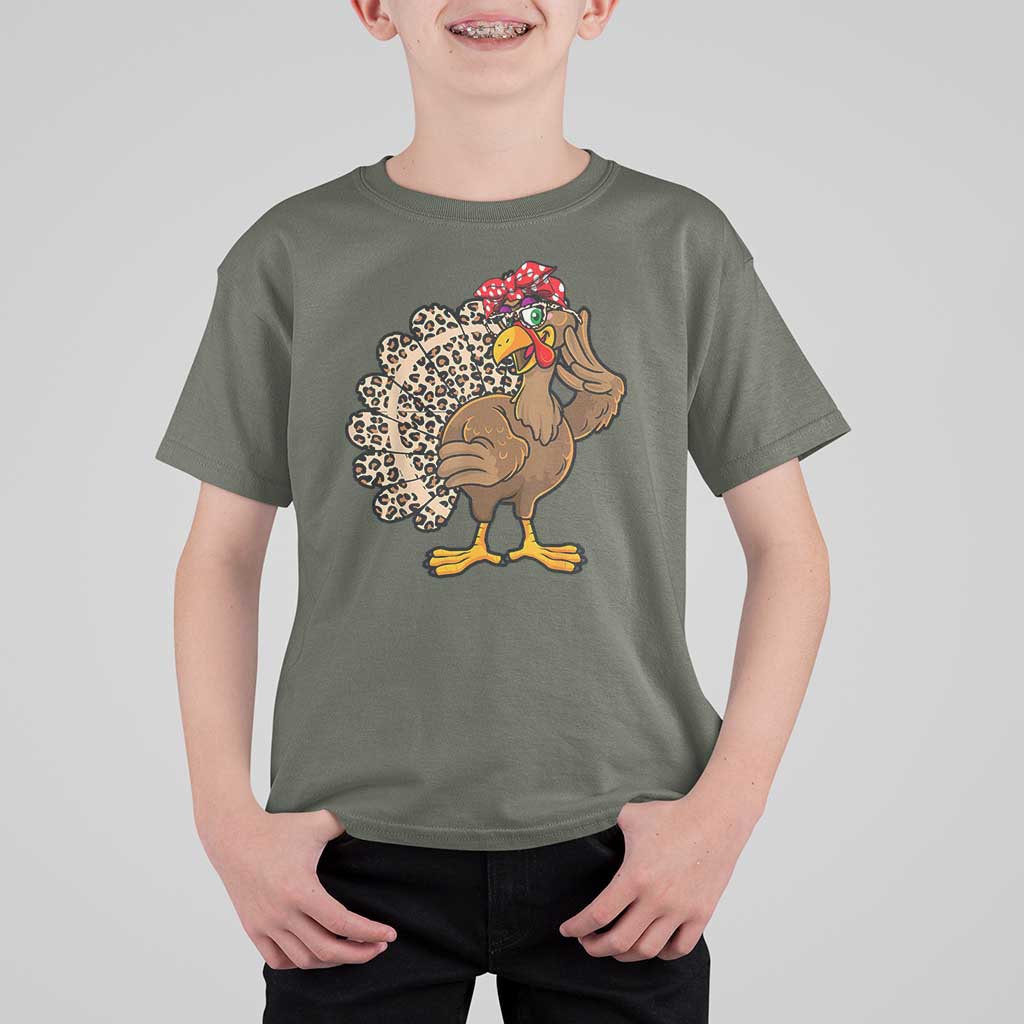 Funny Thanksgiving T Shirt For Kid Turkey Women Girl Leopard Print Autumn Fall - Wonder Print Shop