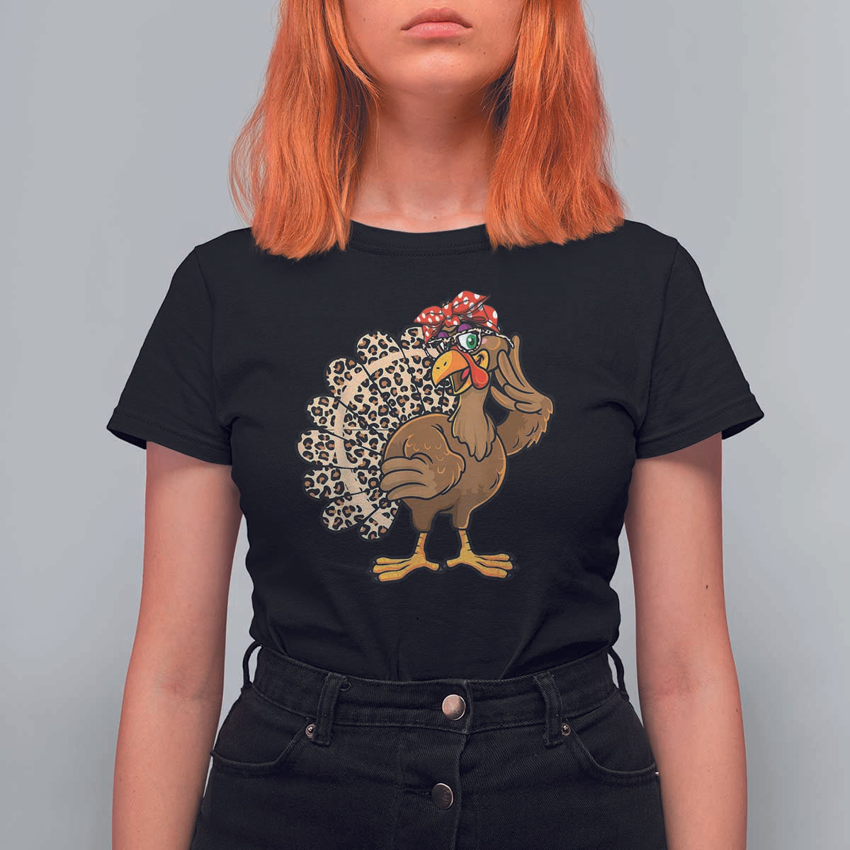 Funny Thanksgiving T Shirt For Women Turkey Women Girl Leopard Print Autumn Fall - Wonder Print Shop