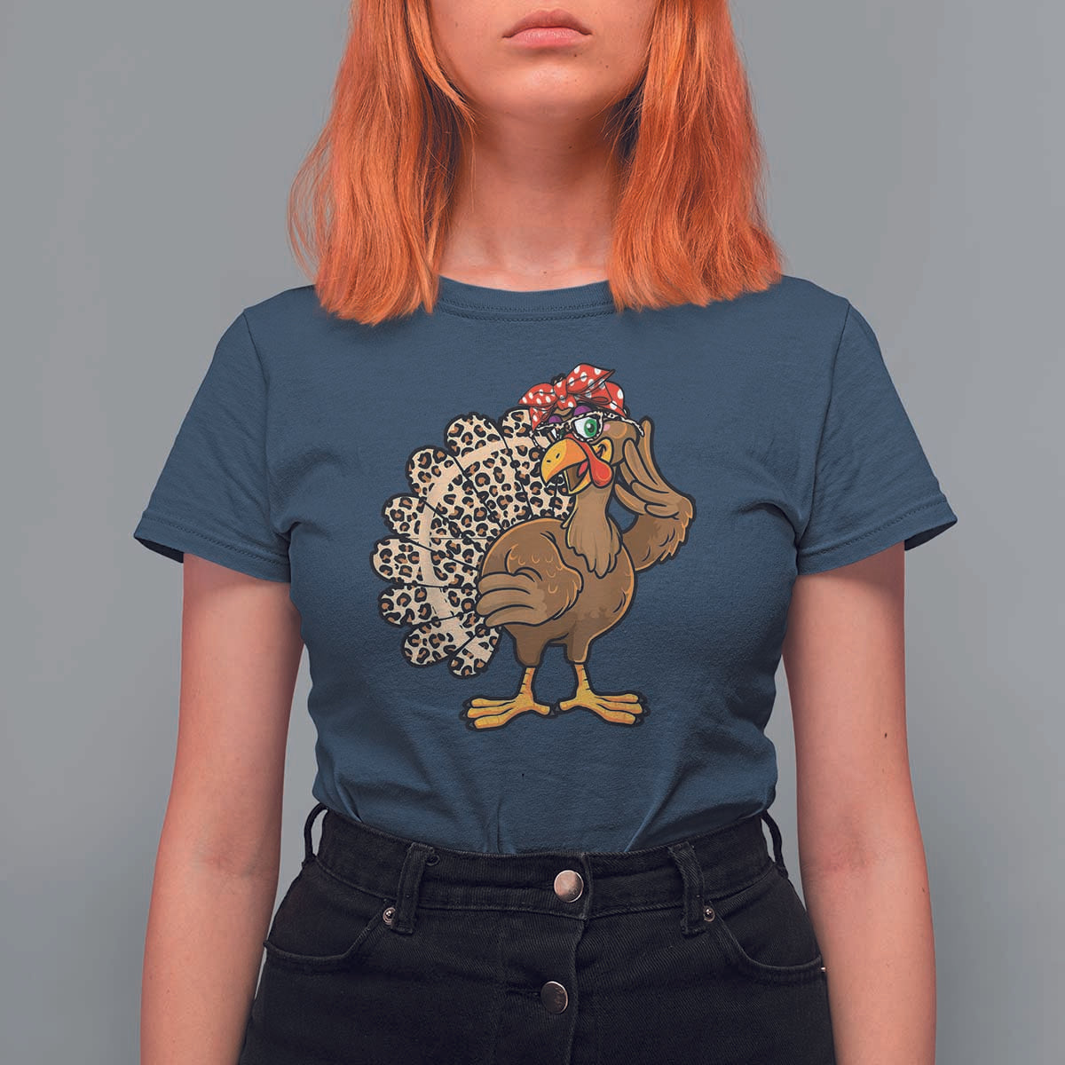 Funny Thanksgiving T Shirt For Women Turkey Women Girl Leopard Print Autumn Fall - Wonder Print Shop