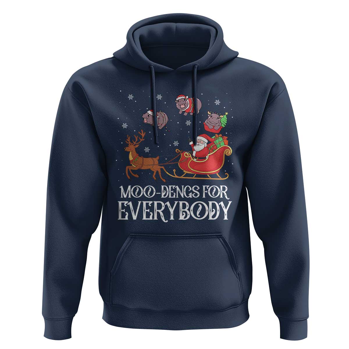 Christmas Moo Deng Hoodie Moo-deng For Everybody Funny Xmas Santa