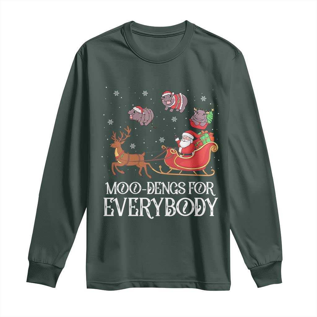 Christmas Moo Deng Long Sleeve Shirt Moo-deng For Everybody Funny Xmas Santa
