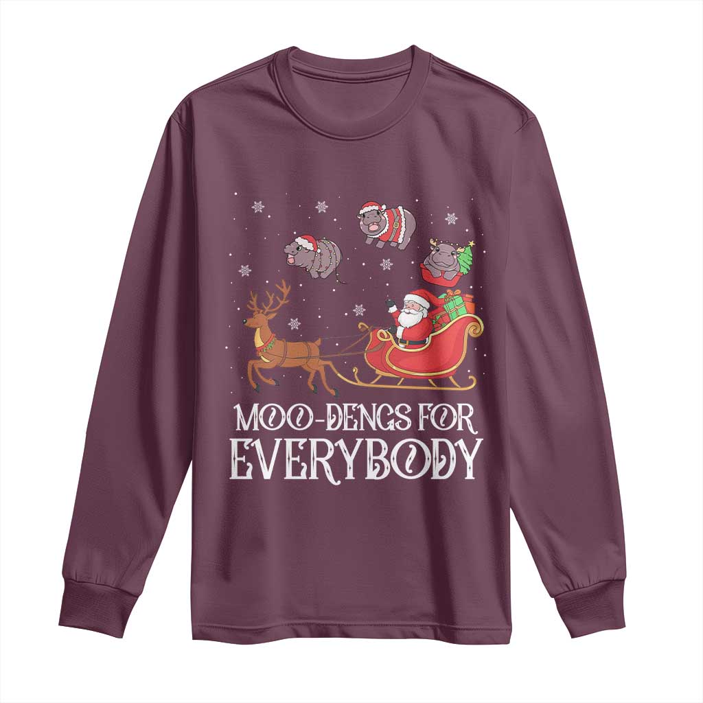 Christmas Moo Deng Long Sleeve Shirt Moo-deng For Everybody Funny Xmas Santa
