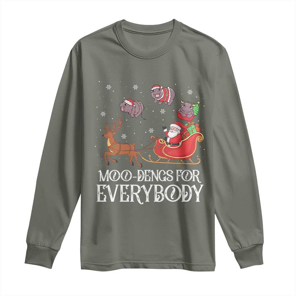 Christmas Moo Deng Long Sleeve Shirt Moo-deng For Everybody Funny Xmas Santa