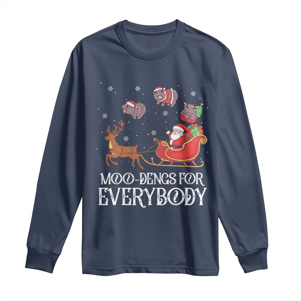 Christmas Moo Deng Long Sleeve Shirt Moo-deng For Everybody Funny Xmas Santa