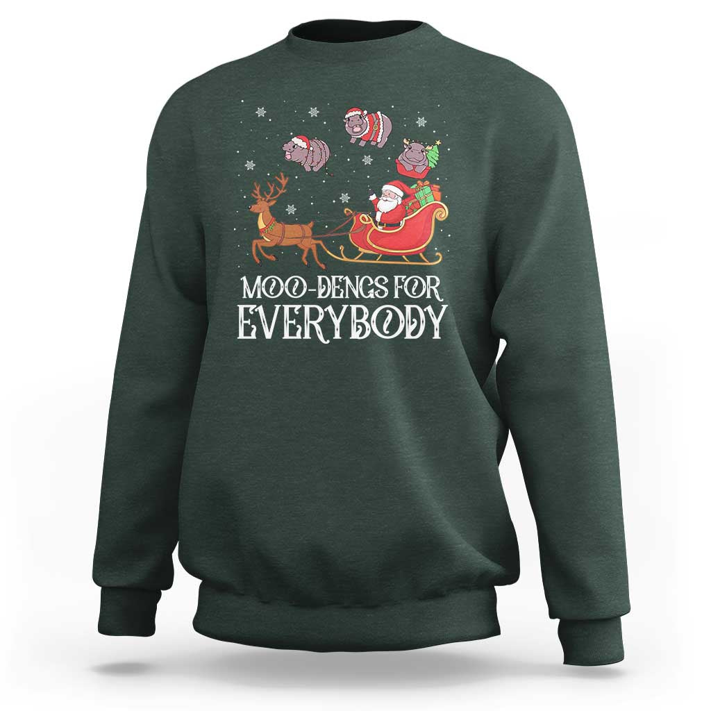 Christmas Moo Deng Sweatshirt Moo-deng For Everybody Funny Xmas Santa - Wonder Print Shop
