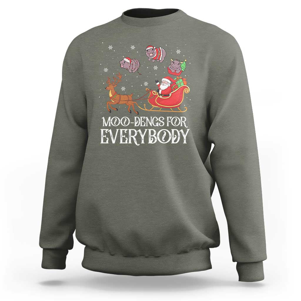 Christmas Moo Deng Sweatshirt Moo-deng For Everybody Funny Xmas Santa - Wonder Print Shop