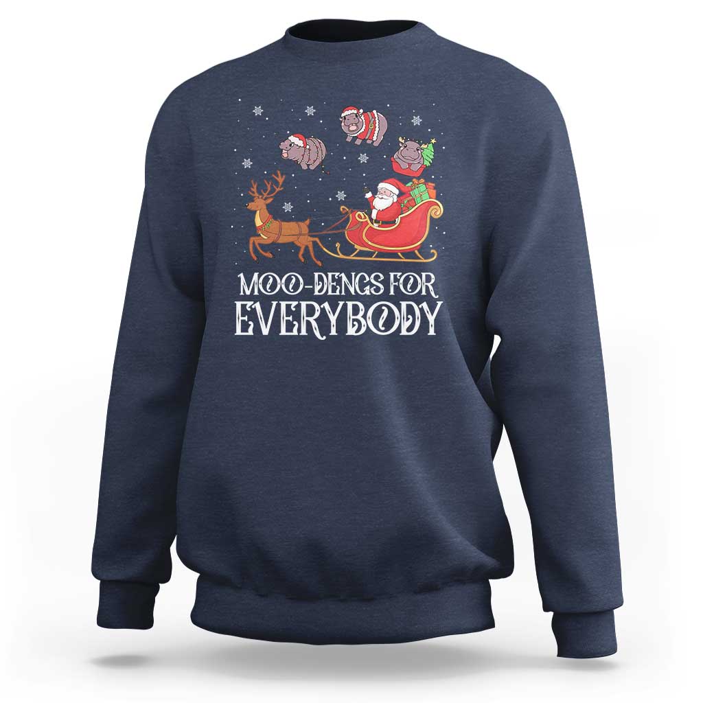 Christmas Moo Deng Sweatshirt Moo-deng For Everybody Funny Xmas Santa - Wonder Print Shop