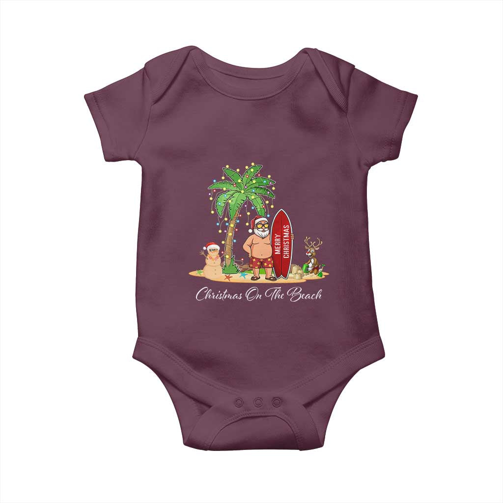 Hawaii Christmas Baby Onesie Christmas On The Beach Holiday Xmas Palm Tree