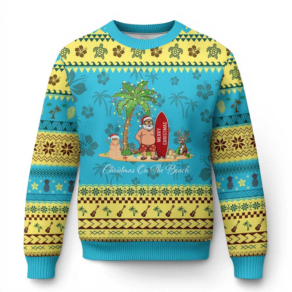 Hawaii Ugly Christmas Sweater Christmas On The Beach Holiday Xmas Palm Tree - Wonder Print Shop