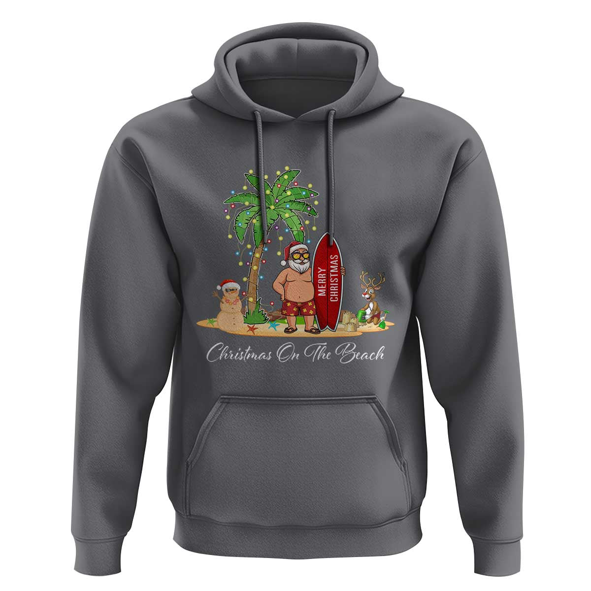 Hawaii Christmas Hoodie Christmas On The Beach Holiday Xmas Palm Tree